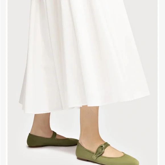 Larroude Verona Ballet Flat In Seaweed Suede - Picture 4 of 14